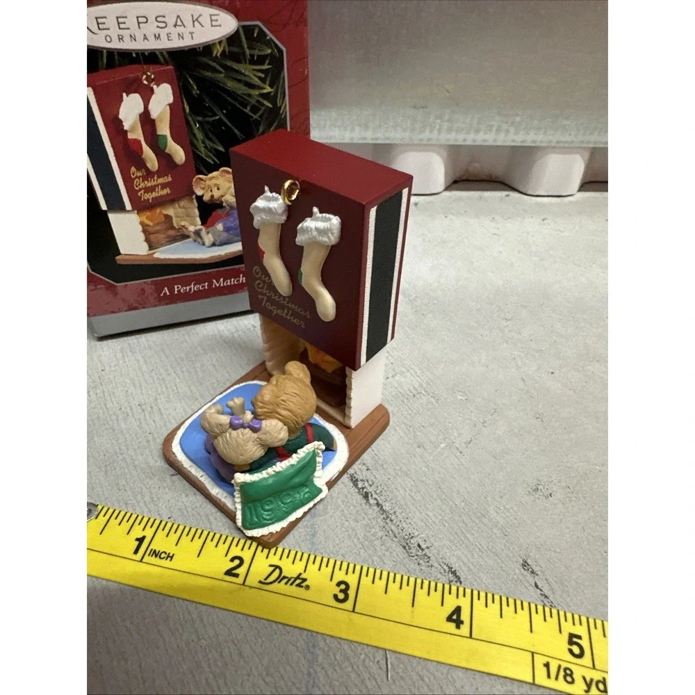 1998 A Perfect Match - Mice at Matchbox Fireplace Hallmark keepsake ornament